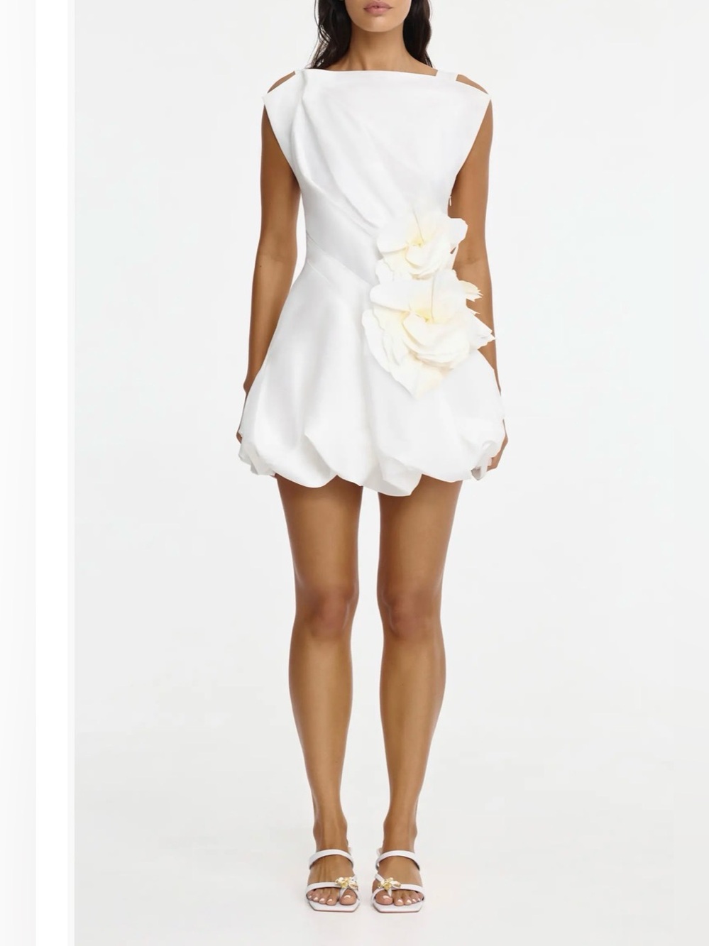 Acler White Sculpted Floral Mini Dress